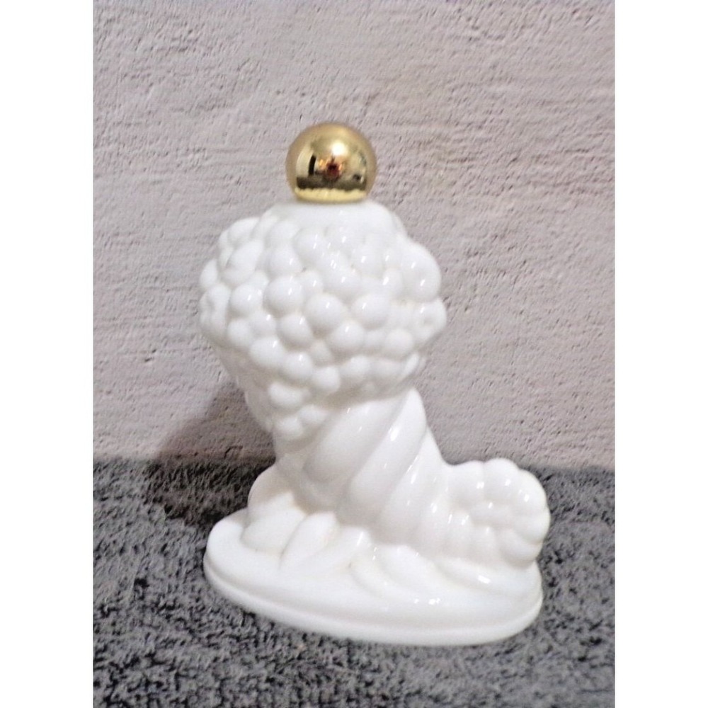 Vintage Avon Milk Glass Cornucopia SSS Bath Oil Decanter Empty Bottle 6Oz